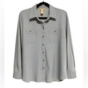 Bit & Bridle Cotton Blue and White Long Sleeve Button Up Shirt Women's SZ XL